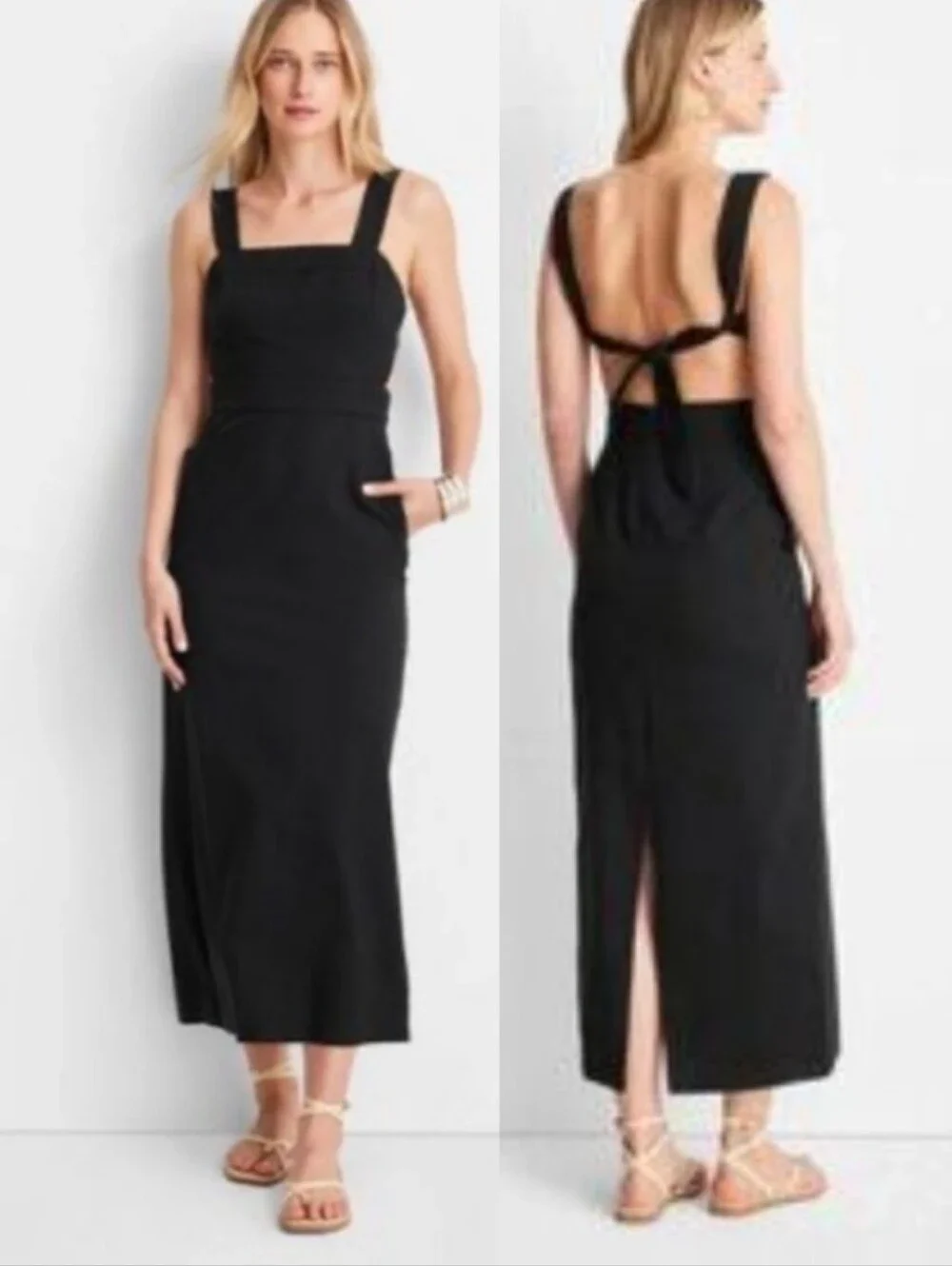 New Future Collective Black Sleeveless  Tie-back Maxi Dress Size 24W 3X